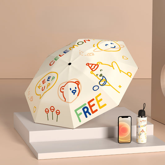 ভাঁজ করা কমপ্যাক্ট এবং বহনযোগ্য, হালকা অ্যান্টি-আল্ট্রাভায়োলেট পাঁচ-ভাঁজ ছাতা।