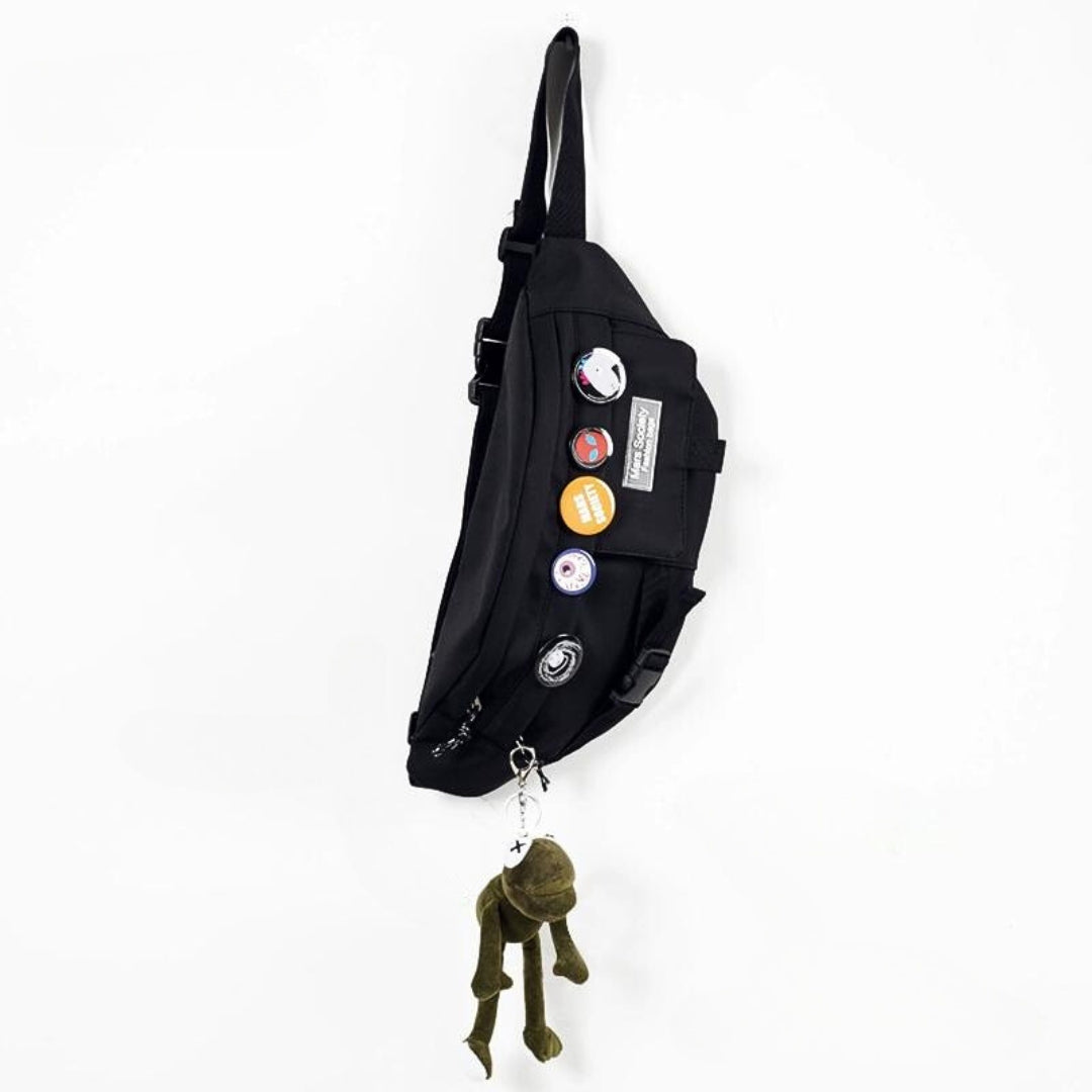 Unisex crossbody bag for travel and hiking with adjustable strap and free pendant