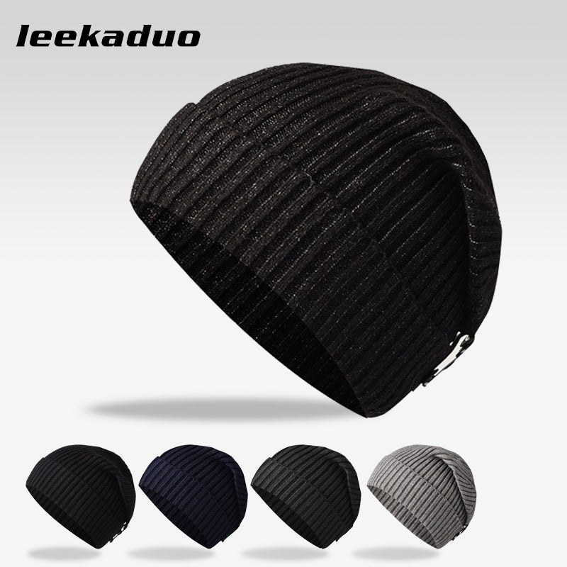 Men's Yarn knit solid color warm beanie hat
