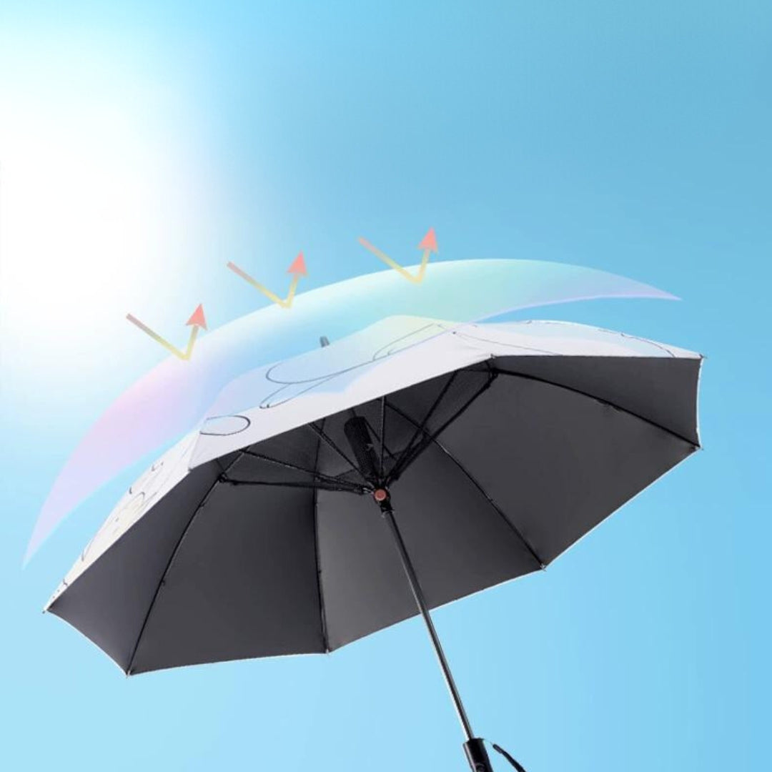 High Wind Power Umbrella with Fan Double Cooling UV Protection Parasol
