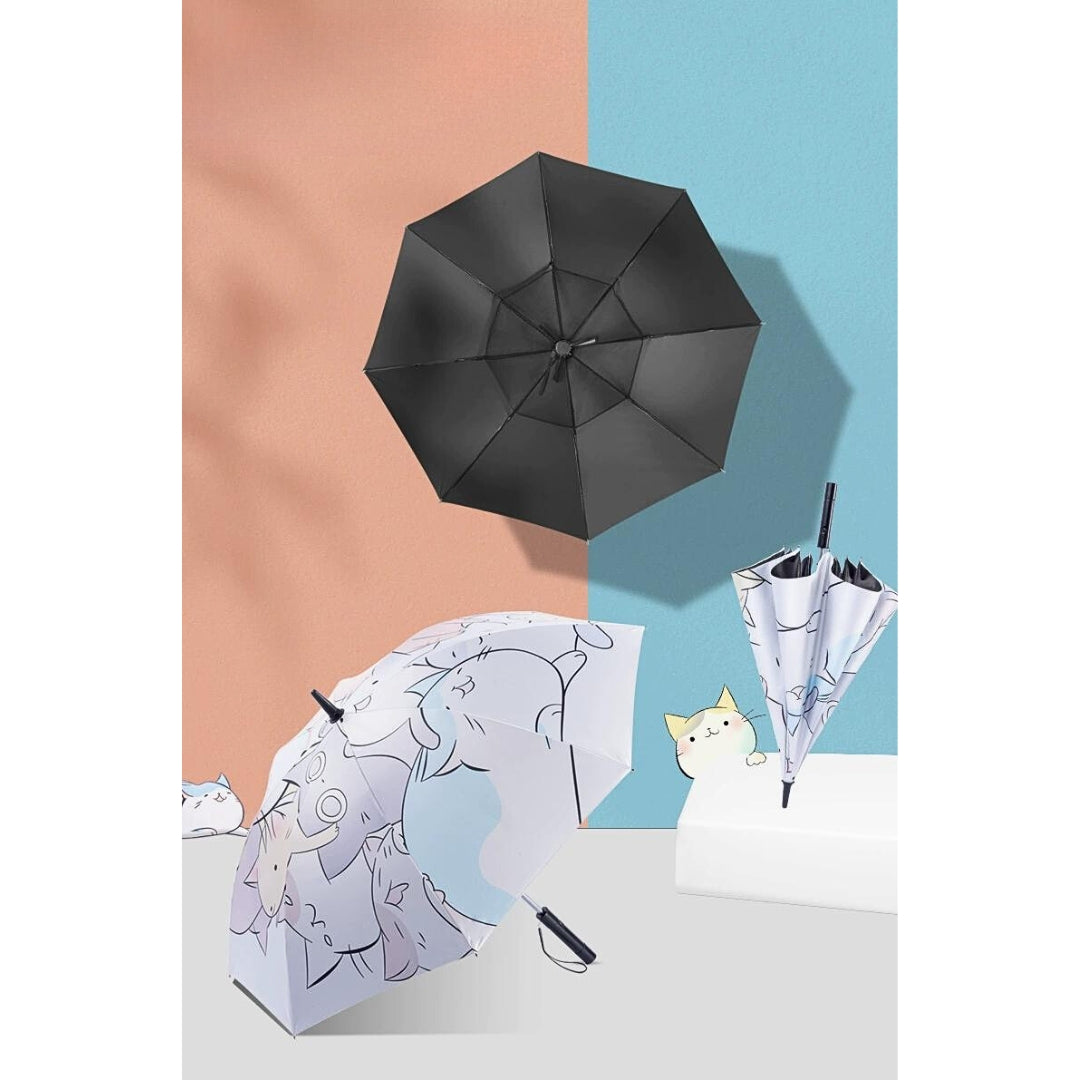 High Wind Power Umbrella with Fan Double Cooling UV Protection Parasol