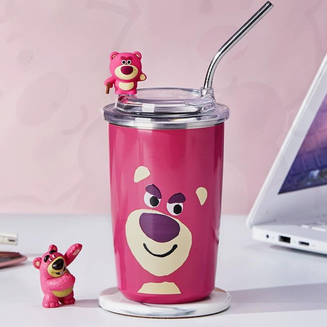 Strawberry bear high quality thermal water cup with straw