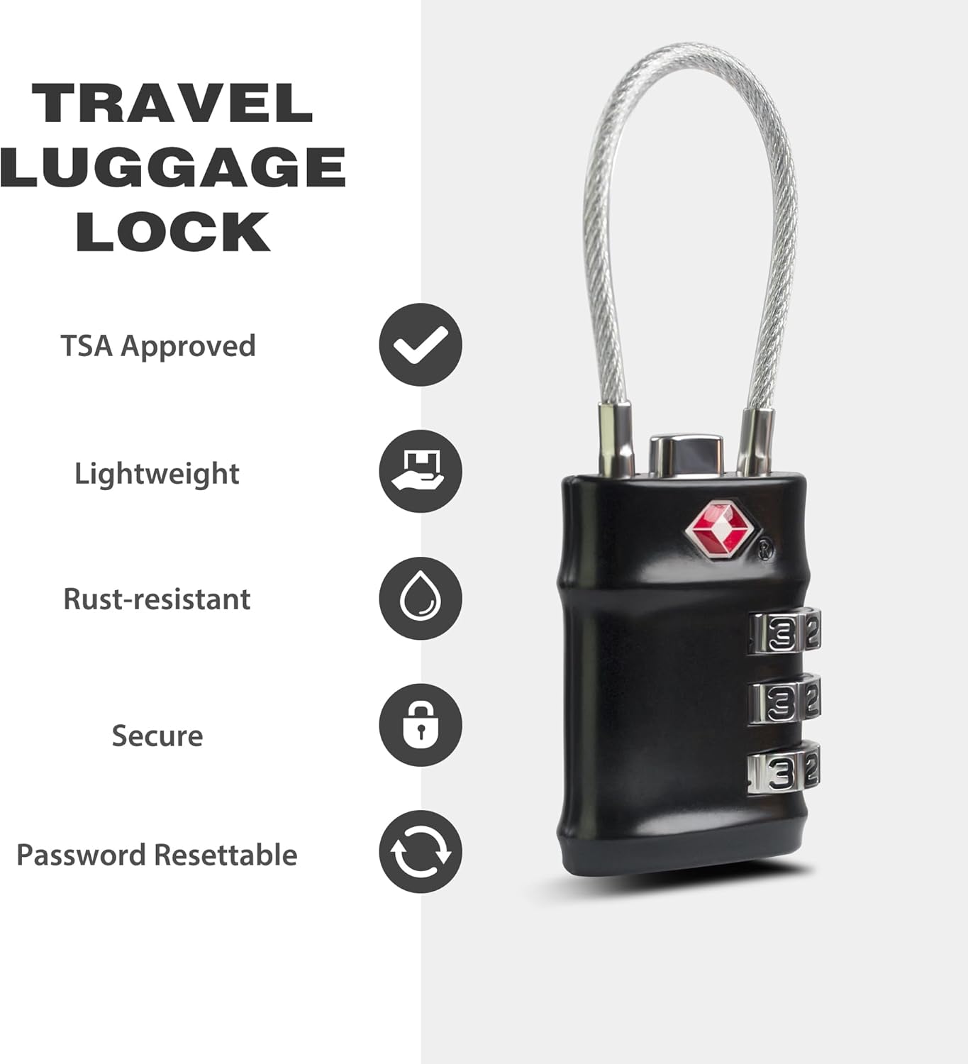 ৩ সংখ্যার স্মার্ট কম্বিনেশন ট্রাভেল লাগেজ লক।