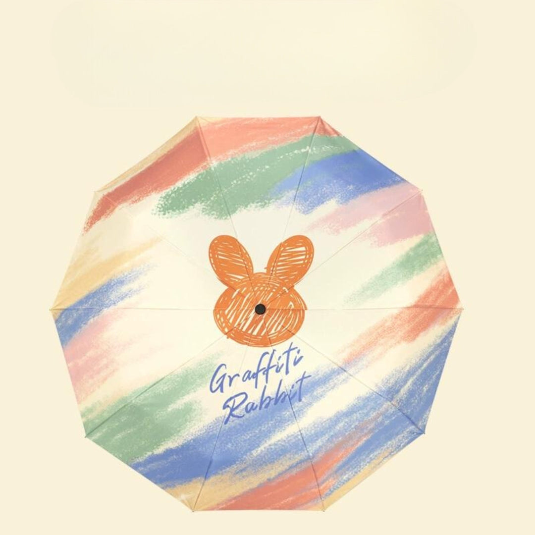 Rabbit graffiti all season fully automatic one click umbrella.