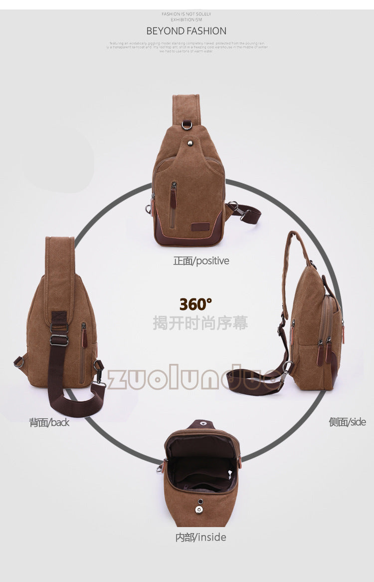 Mens Canvas Crossbody Chest Shoulder Bag