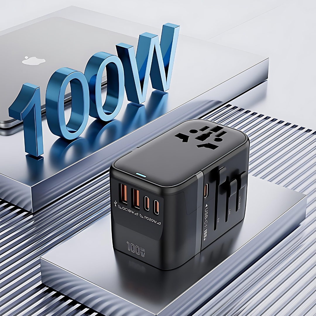 Fast Charging 100W Retractable Cable Universal Multi-function Travel Socket Converter