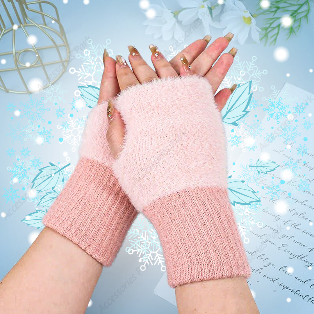 Winter Gloves Pretty Fingerless Gloves Korean Style Plush Winter