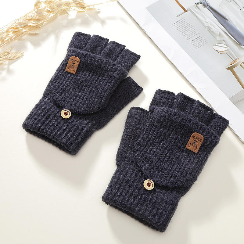 পুরু শীতকালীন ইনডোর হ্যান্ড ওয়ার্মার্স এবং স্ক্রিন টাচ হাফ ফিঙ্গার গ্লাভস বুনন
