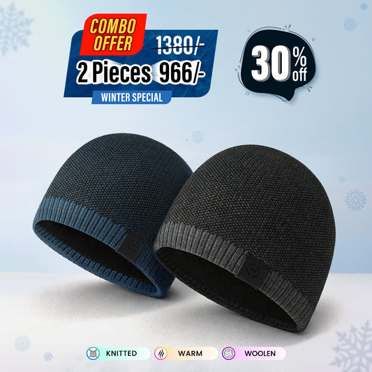 New knitted men's warm winter beanie hat