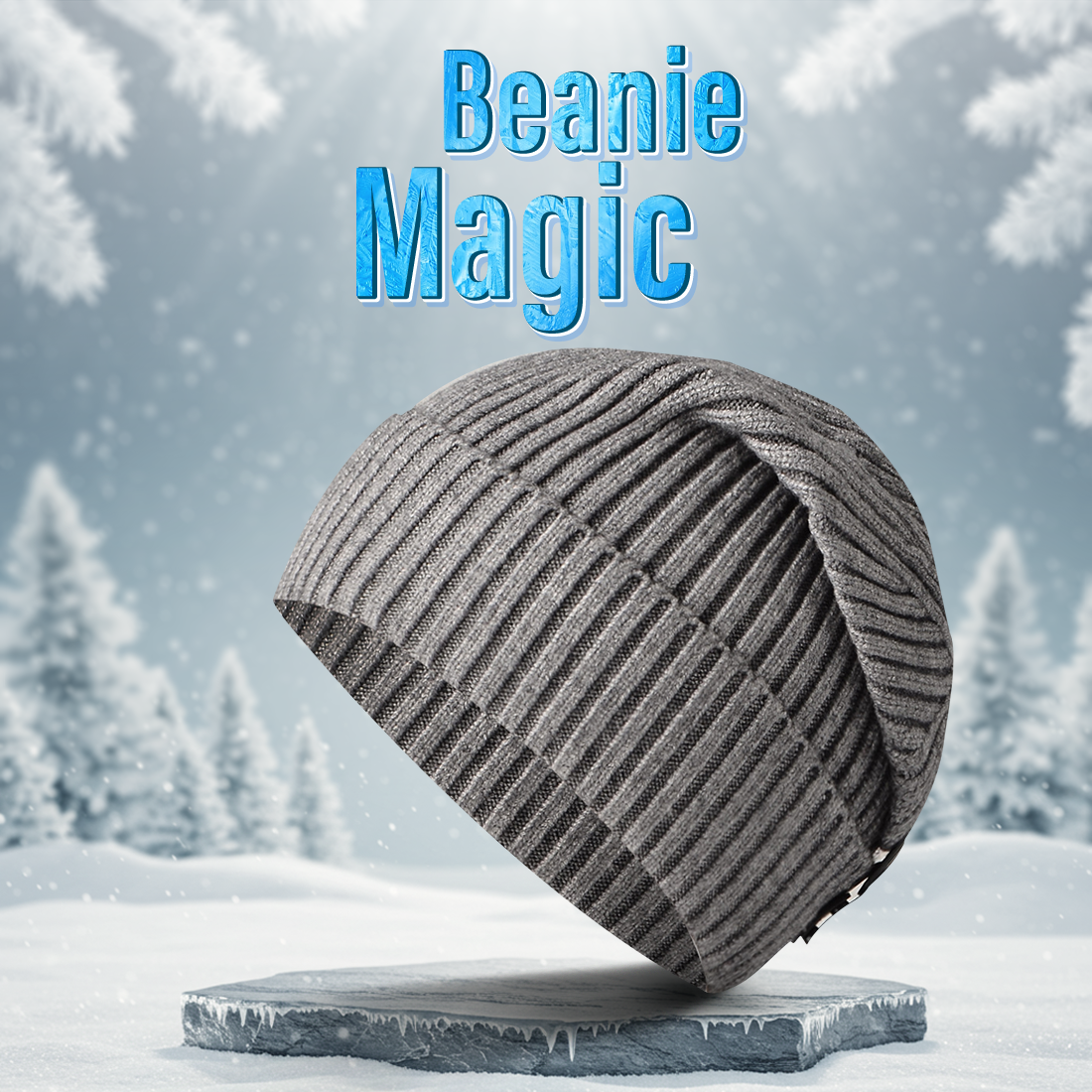 Men's Yarn knit solid color warm beanie hat