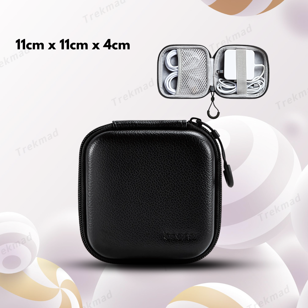 Lather wrapped protection power charger, data cable storage bag