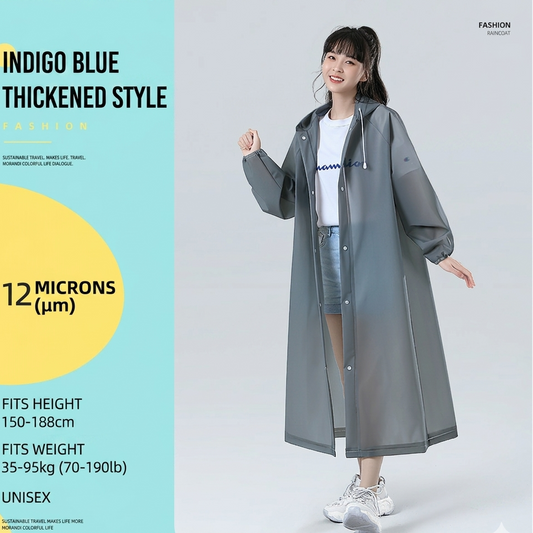 Non-Disposable EVA Rain Poncho for Adults Portable Travel