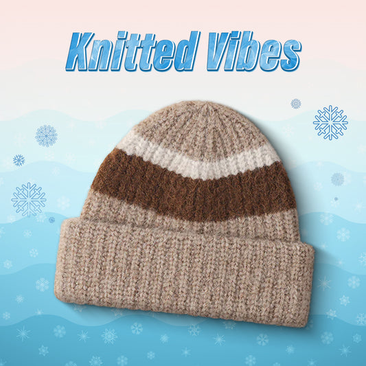 ডাবল কাফড ঘন উলের রঙ-ব্লকড বোনা টুপি