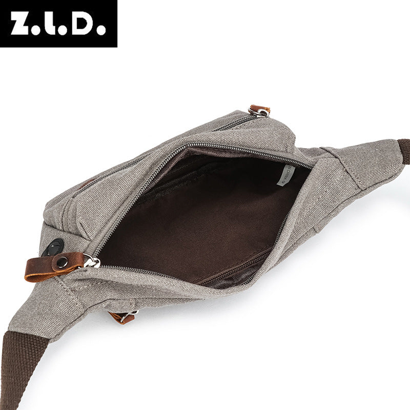 ZUOLUNDUO Trendy Retro Style Canvas Waist Shoulder Bag