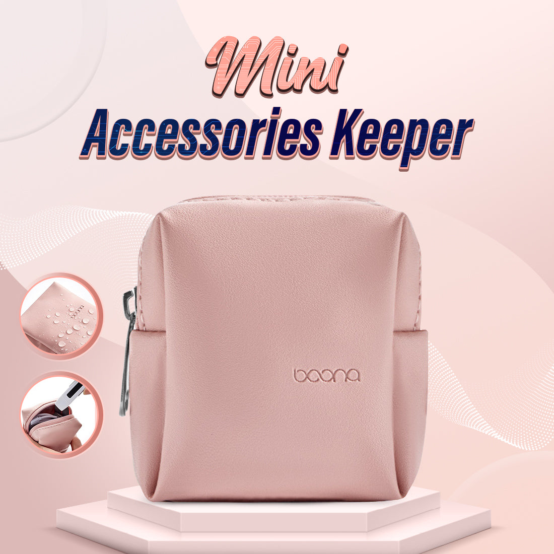 Baona leather mini portable multi-function digital storage bag