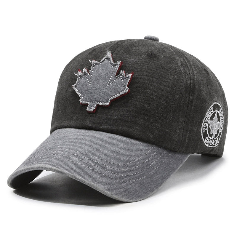 Maple leaf patch washed outdoor cotton baseball cap