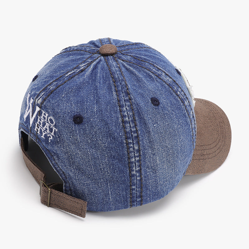 Letter patch color blocking men's and women's versatile breathable soft top baseball cap