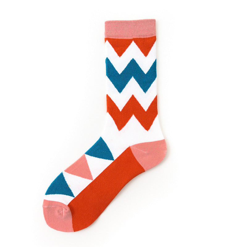 Geometric Printed cotton fancy four season socks
