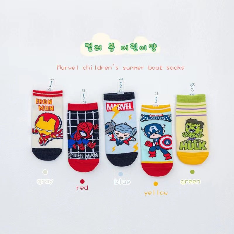 Super Hero Printed 5 Pieces Set Soft and Comfortable Cotton Socks for Kids