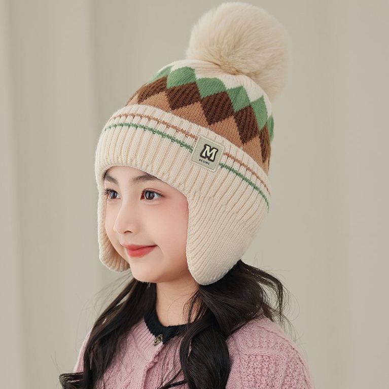 Children's Thick Knitted Woolen Ear Protection Winter Cap