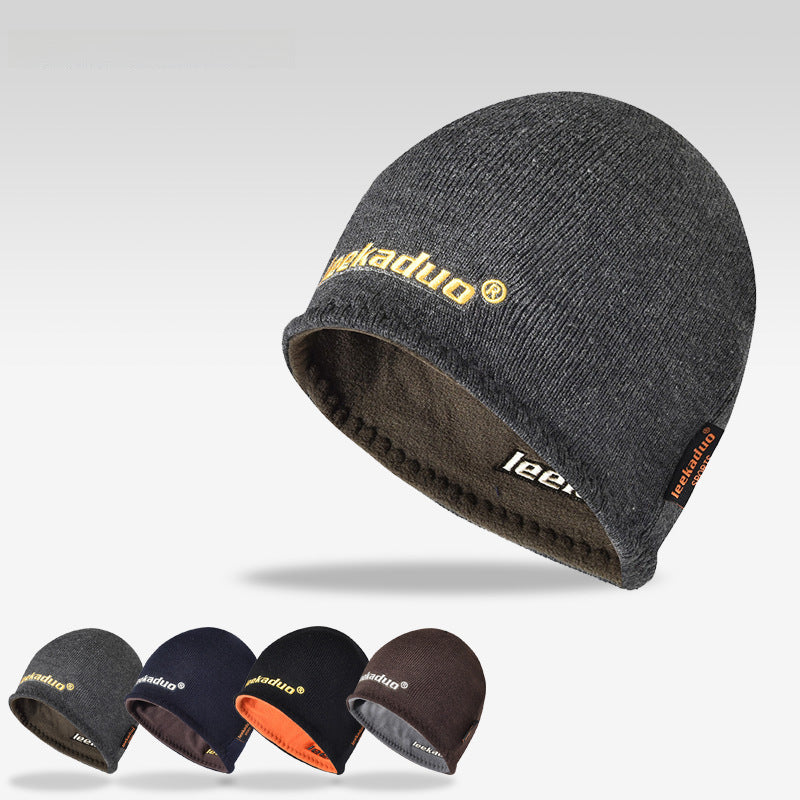 Plain embroidery knit men's winter beanie hat