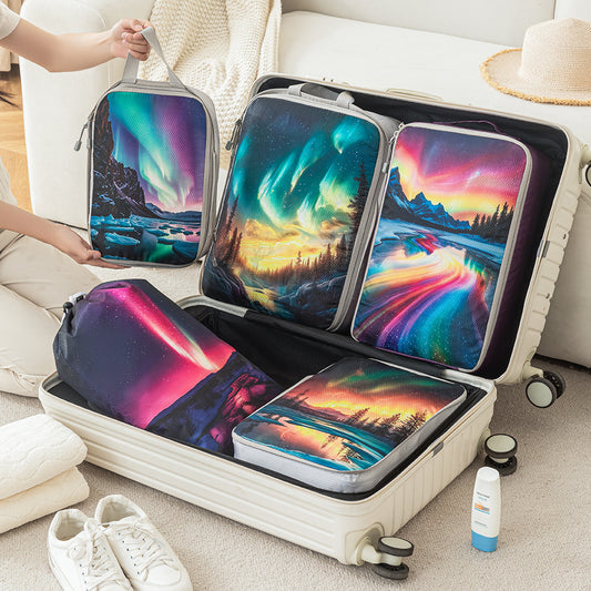 Printed travel pouch compression 5pcs set Travel Storage Bag
