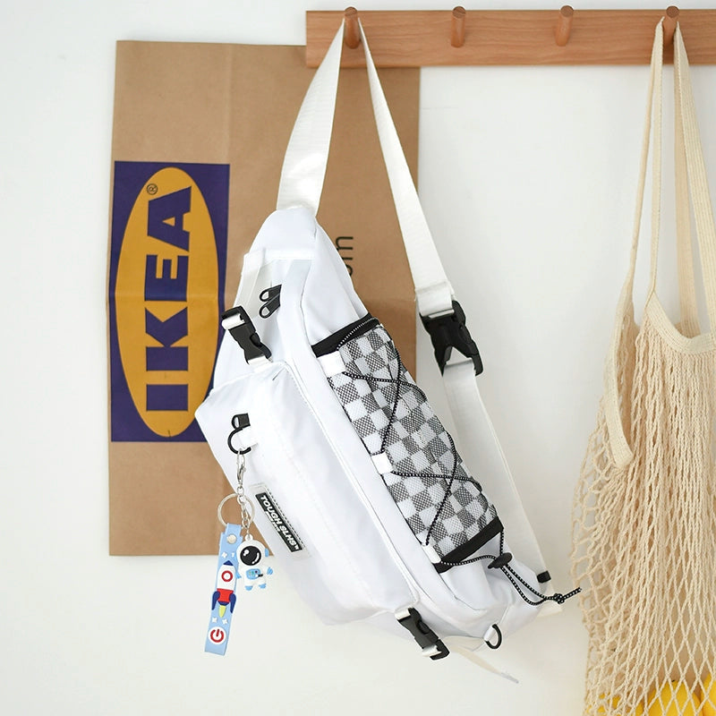 Solid messenger, crossbody, chest bag for boys and girls with pendant