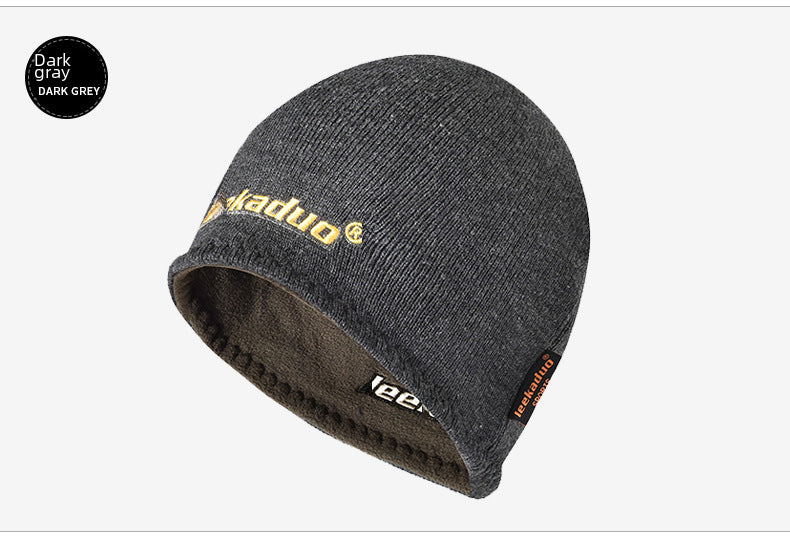 Plain embroidery knit men's winter beanie hat