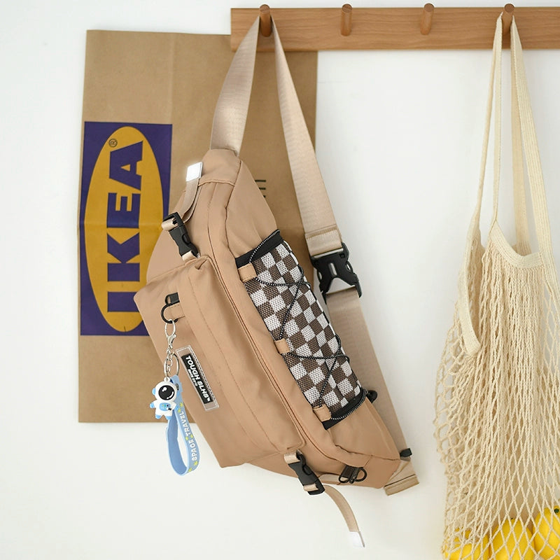 Solid messenger, crossbody, chest bag for boys and girls with pendant
