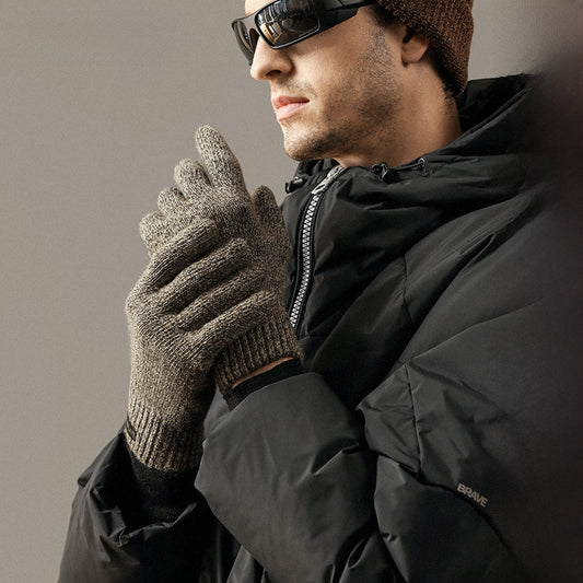 শরৎ এবং শীতকালীন মখমলের ঠান্ডা প্রতিরোধী বহুমুখী বহিরঙ্গন সাইক্লিং বোনা গ্লাভস