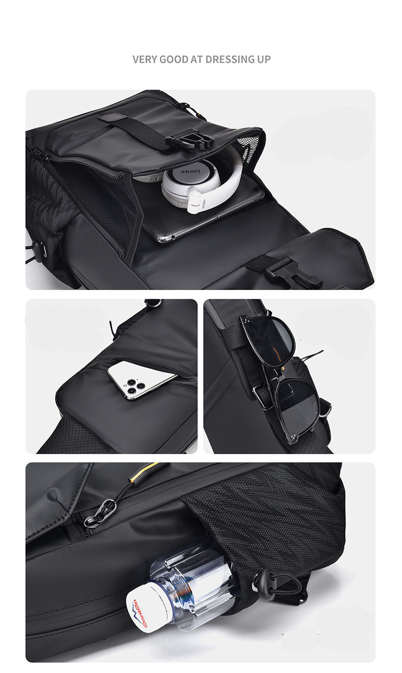 Men’s Reflective Waterproof Chest Crossbody Bag with iPad Compartment