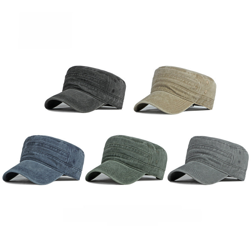 Flat British retro light plate monochrome washed military cap