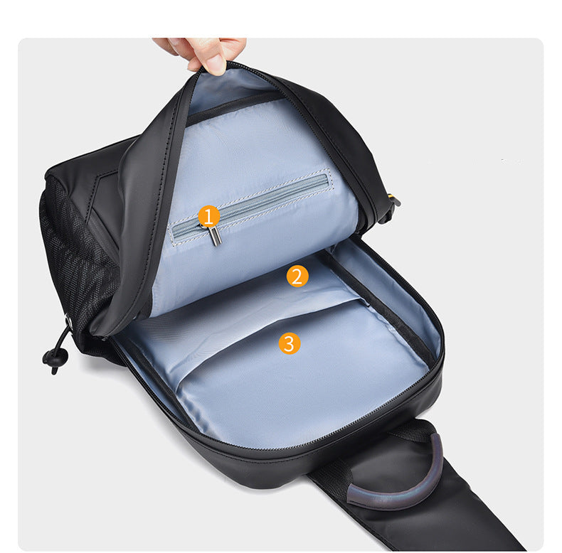 Men’s Reflective Waterproof Chest Crossbody Bag with iPad Compartment