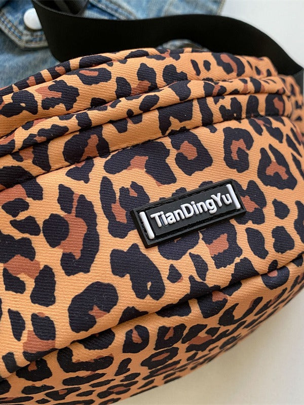 Mens Outdoor Leopard Print Crossbody Chest Waist Bag