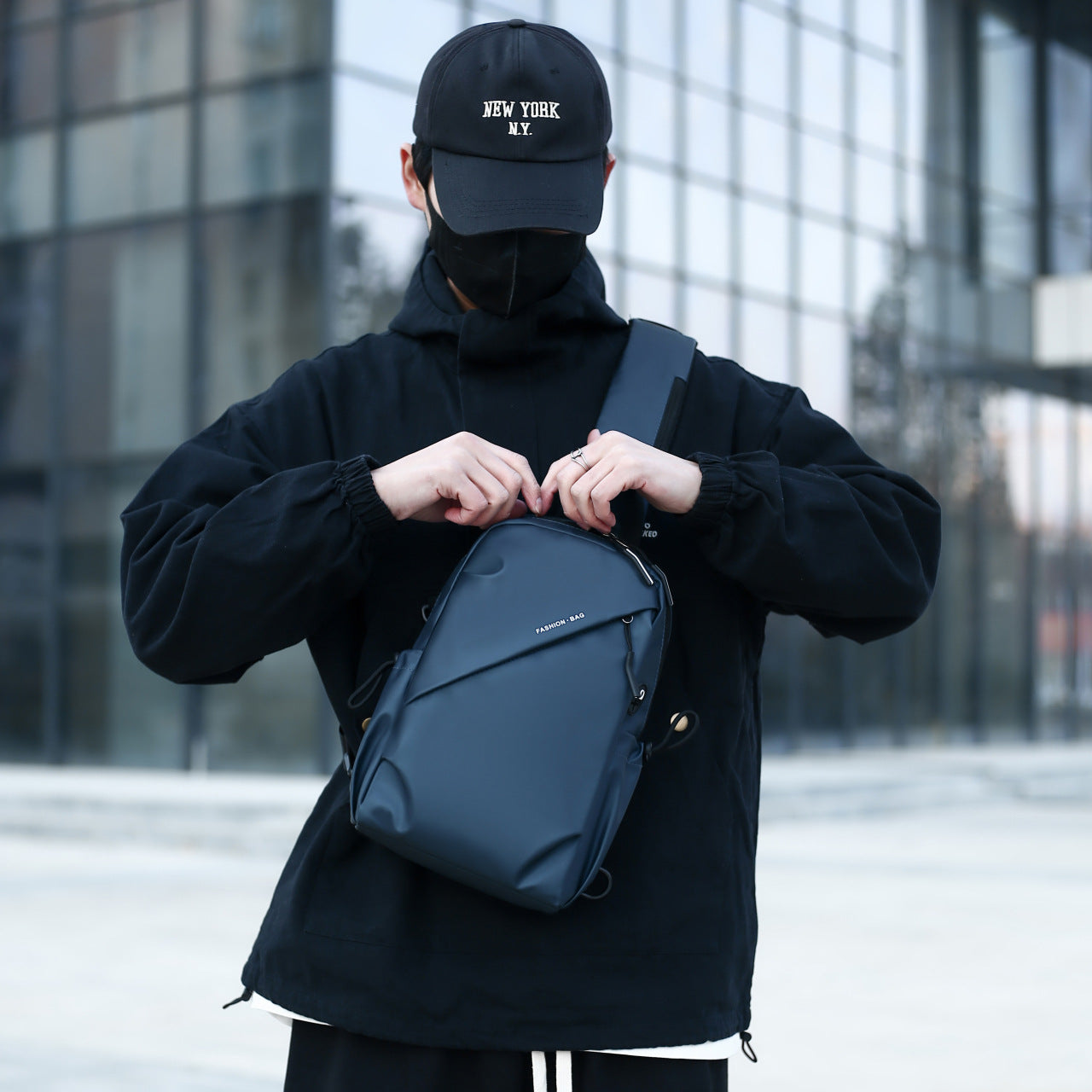 Mens Oxford Crossbody Backpack Casual Chest Shoulder Bag