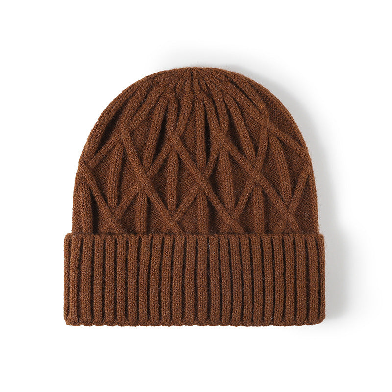 Jacquard warm cold outdoor warm inside fleece beanie