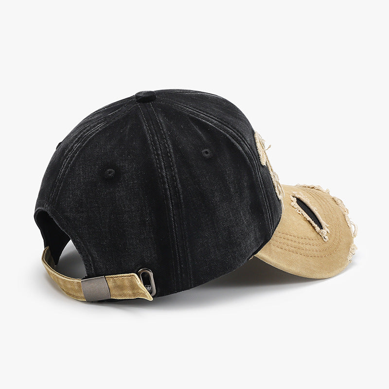 Embroidered patch peaked washed retro cap