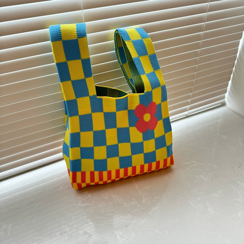 মহিলাদের জন্য বোনা বাক্স ডিজাইনের টোট হ্যান্ড ব্যাগ