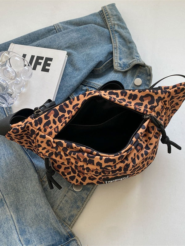 Mens Outdoor Leopard Print Crossbody Chest Waist Bag