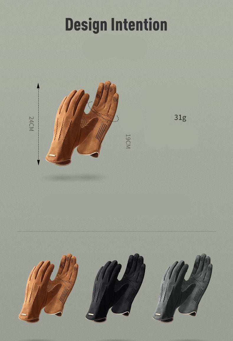 Autumn and Winter Outdoor Anti Slip Thickened Suede Made Winter Gloves