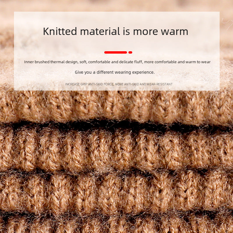 Fleece thickened warm wool knitted winter gloves