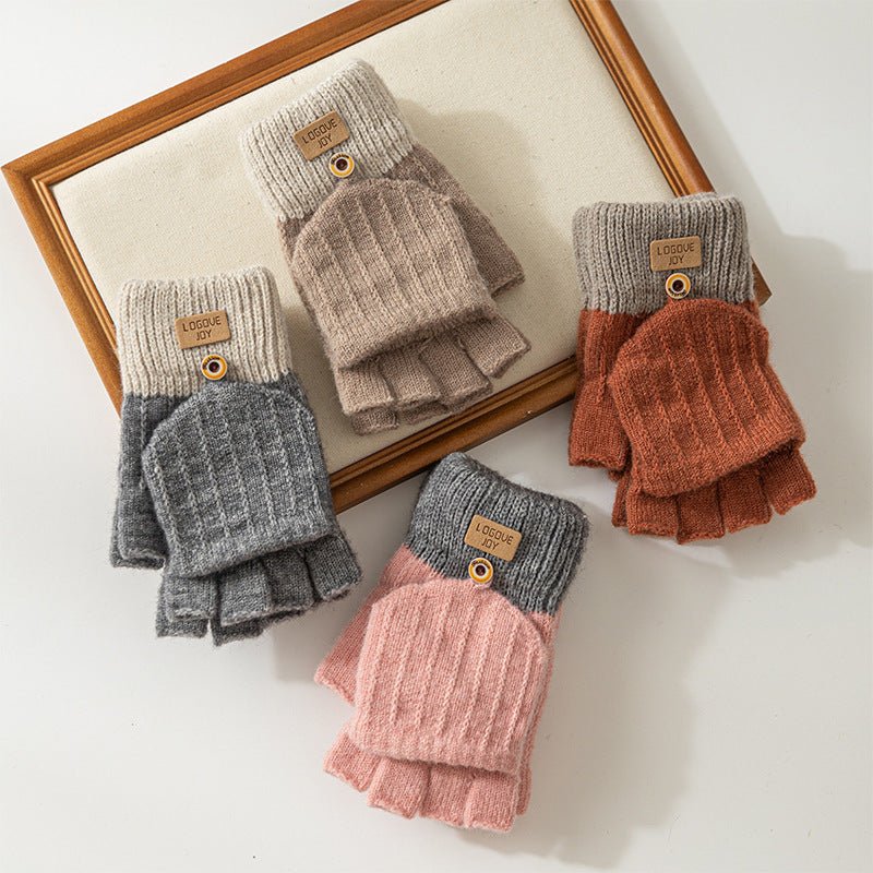 ফ্লিপ কভার বোনা হাফ ফিঙ্গার হ্যান্ড গ্লাভস