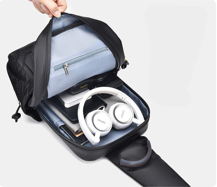 Men’s Reflective Waterproof Chest Crossbody Bag with iPad Compartment