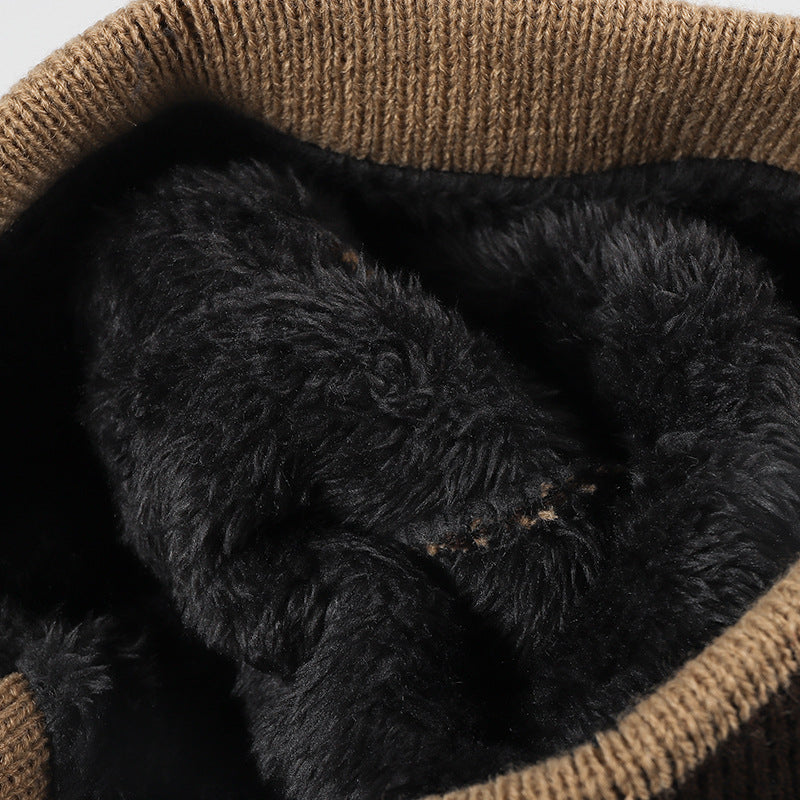 Winter thickened double tone fleece ear protection beanie