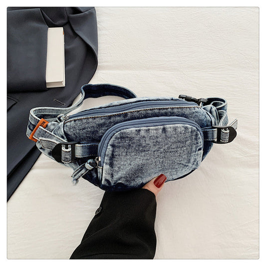 Denim Chest Crossbody Waist Bag Japanese Style