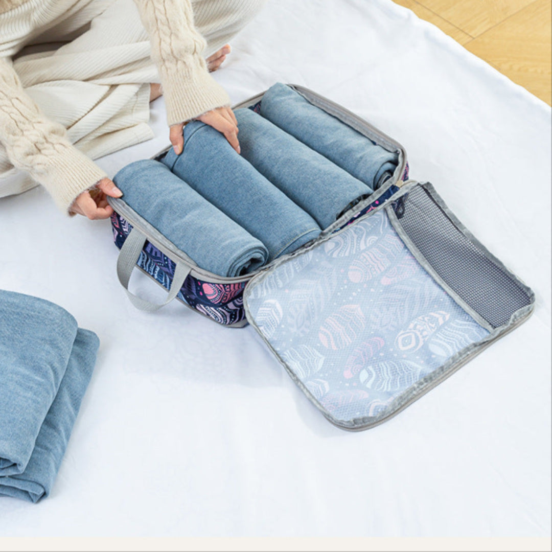 Printed travel pouch compression 4pcs set Travel Storage Bag