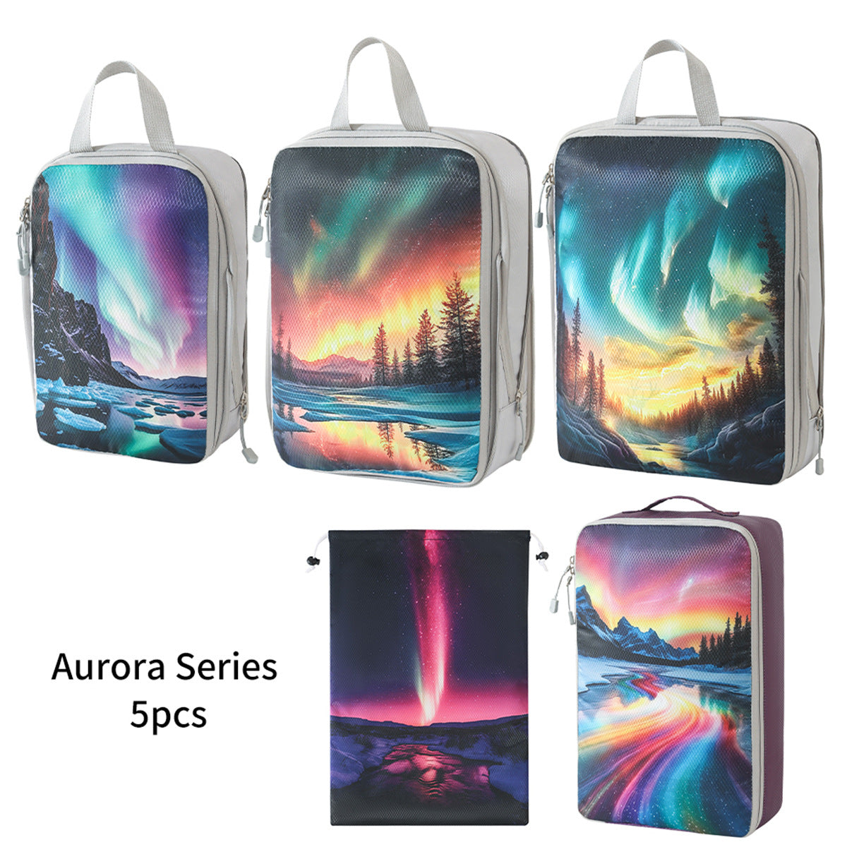 Printed travel pouch compression 5pcs set Travel Storage Bag