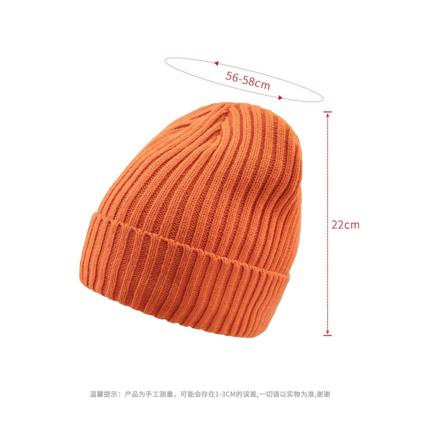 Solid color woolen big head winter double layer thickened warm cap