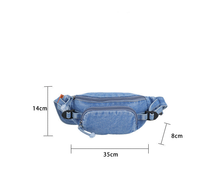 Denim Chest Crossbody Waist Bag Japanese Style