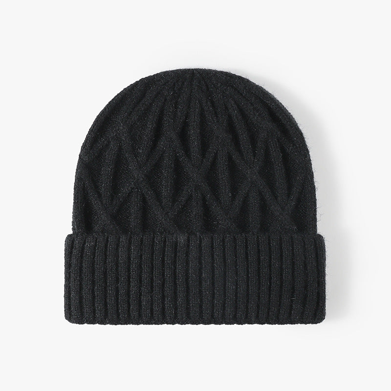 Jacquard warm cold outdoor warm inside fleece beanie